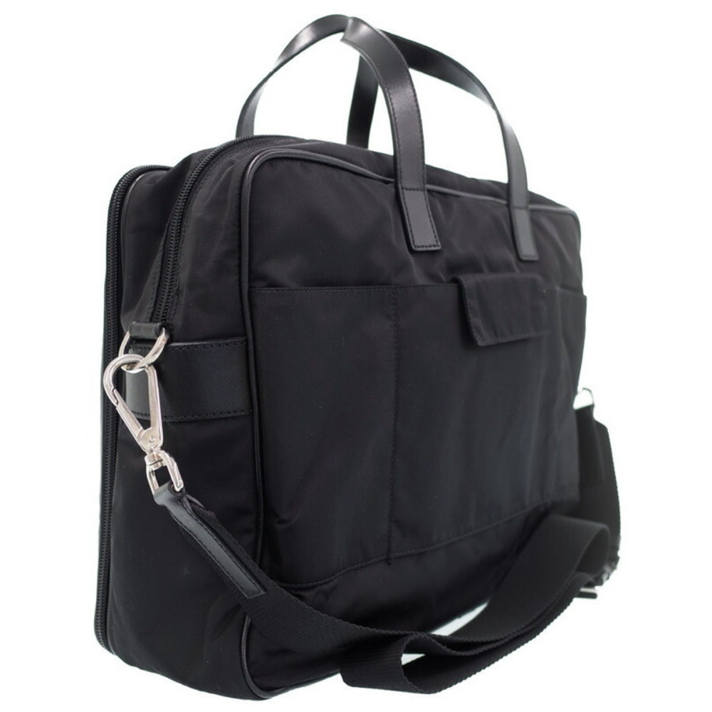 Prada ReNylon Saffiano Leather Briefcase refined business accessory Black - Picture 2 of 9